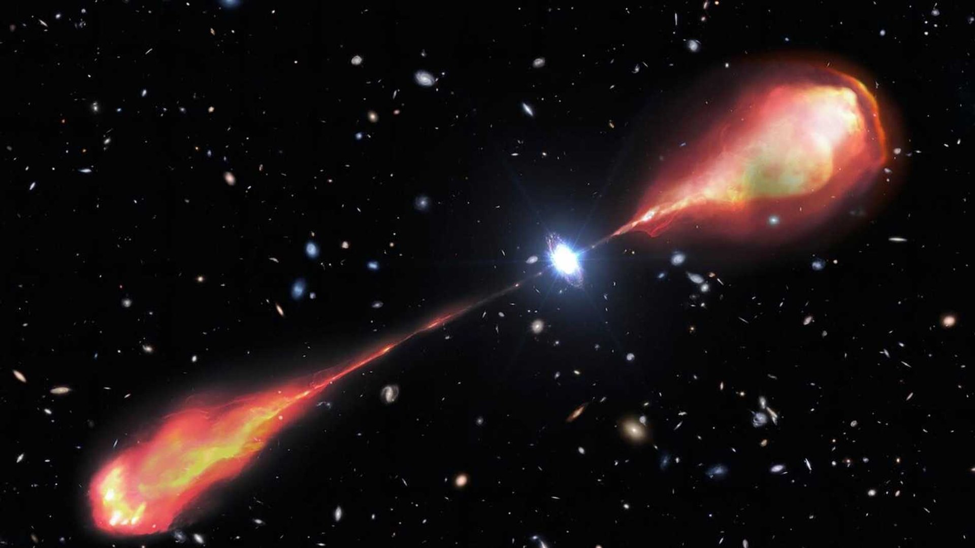 Quasar's Astonishing Radio Jet Discovered in Young Universe