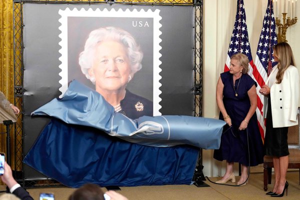 Melania Trump Unveils Barbara Bush Stamp Amid George W. Bush Absence